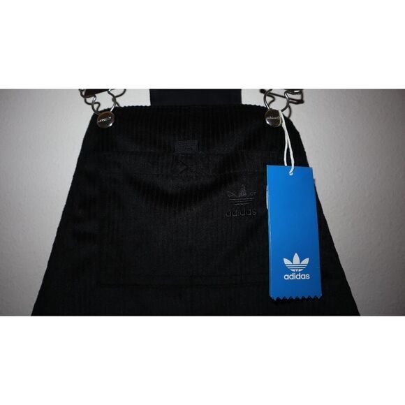 adidas GU2995 Women's Sz S Black Dungaree Overalls Corduroy Dress $100+ - Picture 3 of 6